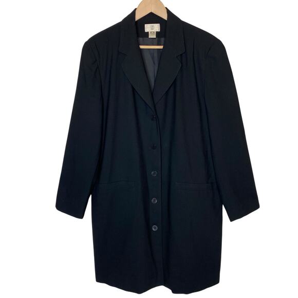 Nordstrom Wool Long Black Single Breasted Coat Women’s size 16 - Picture 1 of 5